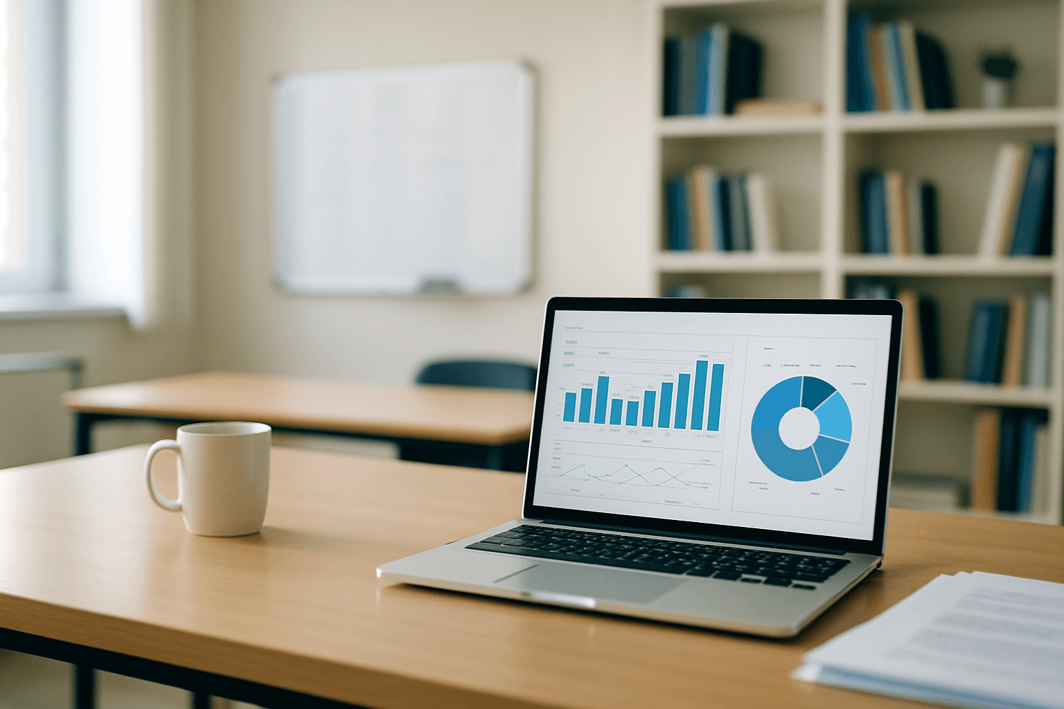Modern University Workspace with Data-Focused Setup